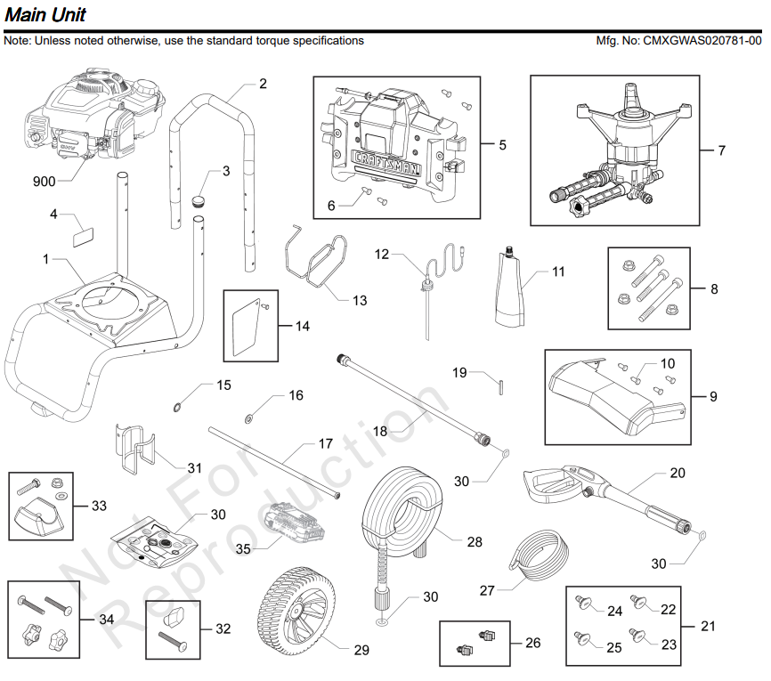 Craftsman Pressure Washer CMXGWAS020754 REV 00 Parts